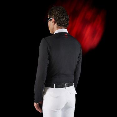 Polo de concours homme Equestro Ridertechnology à manches longues et boutons Noir Polo de concours homme Equestro Ridertechnology à manches longues et boutons Noir