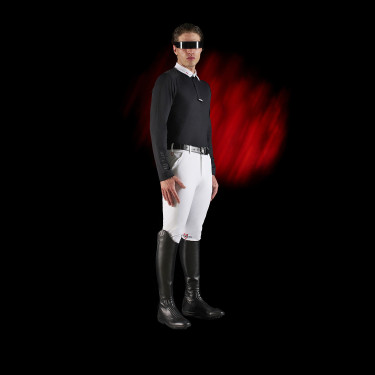 Polo de concours homme Equestro Ridertechnology à manches longues et boutons Noir Polo de concours homme Equestro Ridertechnology à manches longues et boutons Noir