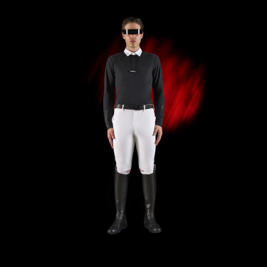 Polo de concours homme Equestro Ridertechnology à manches longues et boutons Noir Polo de concours homme Equestro Ridertechnology à manches longues et boutons Noir