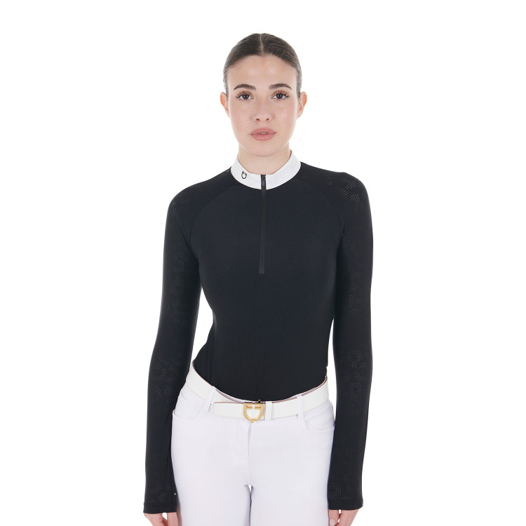 Polo dec concours slim fit femme avec inserts en mesh Equestro