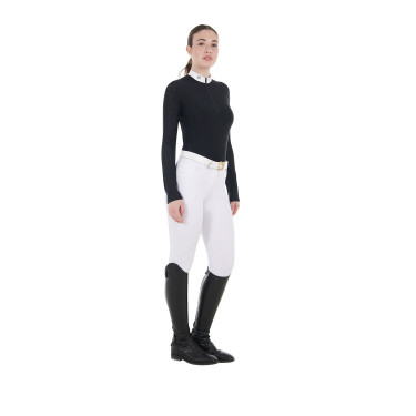 Polo dec concours slim fit femme avec inserts en mesh Equestro Noir