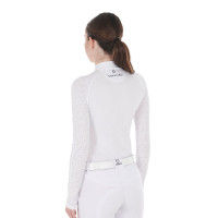 Polo dec concours slim fit femme avec inserts en mesh Equestro Blanc Polo dec concours slim fit femme avec inserts en mesh Equestro Blanc