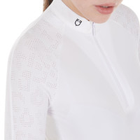 Polo dec concours slim fit femme avec inserts en mesh Equestro Blanc Polo dec concours slim fit femme avec inserts en mesh Equestro Blanc
