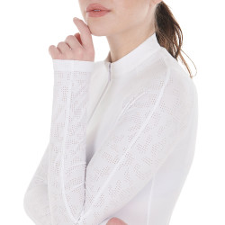 Polo dec concours slim fit femme avec inserts en mesh Equestro Blanc