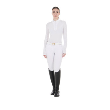 Polo dec concours slim fit femme avec inserts en mesh Equestro Blanc