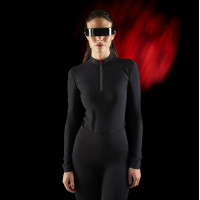 Polo femme Equestro Ridertechnology à manches longues et zip Noir