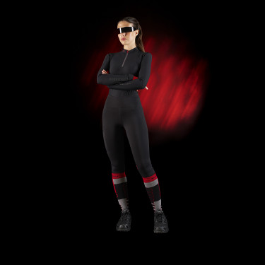 Polo femme Equestro Ridertechnology à manches longues et zip Polo femme Equestro Ridertechnology à manches longues et zip
