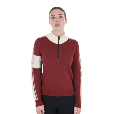 Pull col montant Equestro femme avec fermeture éclair Pull col montant Equestro femme avec fermeture éclair