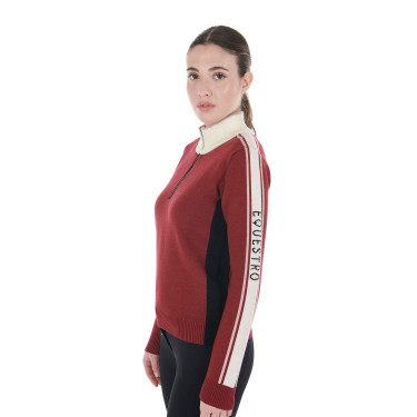 Pull col montant Equestro femme avec fermeture éclair Pull col montant Equestro femme avec fermeture éclair
