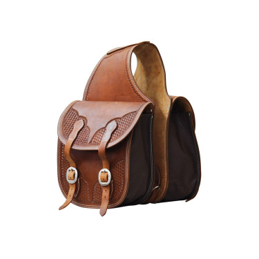 Sacoches de selle en cuir Pool's avec motif panier Sacoches de selle en cuir Pool's avec motif panier