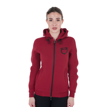 Sweat-shirt à capuche Equestro femme avec zip Scooter Beige