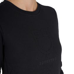 Sweat-shirt à col rond femme avec logo imprimé Equestro Noir Sweat-shirt à col rond femme avec logo imprimé Equestro Noir
