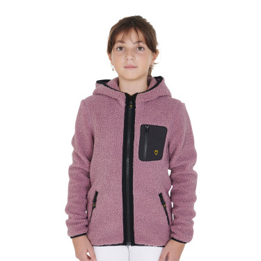 Sweat-shirt en polaire enfant fermeture éclair Equestro Rose Sweat-shirt en polaire enfant fermeture éclair Equestro Rose