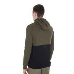 Sweat-shirt Equestro à capuche homme avec intérieur en polaire Vert lierre Sweat-shirt Equestro à capuche homme avec intérieur en polaire Vert lierre