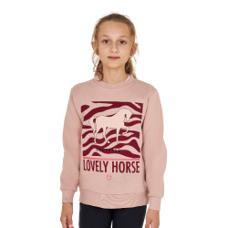 Sweat-shirt Equestro en coton à col rond fille Lovely Horse