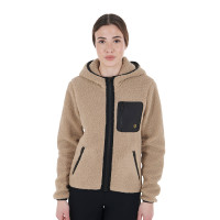 Sweat-shirt femme en polaire avec poche Equestro Encens Beige Sweat-shirt femme en polaire avec poche Equestro Encens Beige
