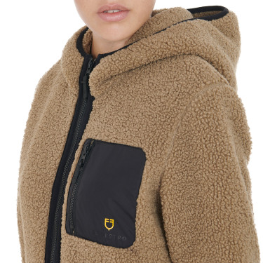 Sweat-shirt femme en polaire avec poche Equestro Beige Sweat-shirt femme en polaire avec poche Equestro Beige