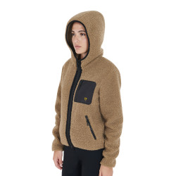 Sweat-shirt femme en polaire avec poche Equestro Beige Sweat-shirt femme en polaire avec poche Equestro Beige