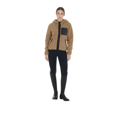 Sweat-shirt femme en polaire avec poche Equestro Beige Sweat-shirt femme en polaire avec poche Equestro Beige