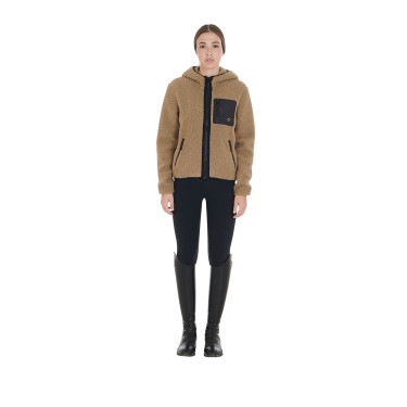 Sweat-shirt femme en polaire avec poche Equestro Beige Sweat-shirt femme en polaire avec poche Equestro Beige