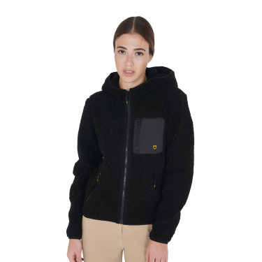 Sweat-shirt femme en polaire avec poche Equestro Noir Sweat-shirt femme en polaire avec poche Equestro Noir