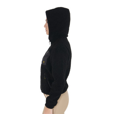 Sweat-shirt femme en polaire avec poche Equestro Noir Sweat-shirt femme en polaire avec poche Equestro Noir