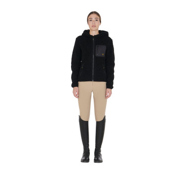 Sweat-shirt femme en polaire avec poche Equestro Noir Sweat-shirt femme en polaire avec poche Equestro Noir