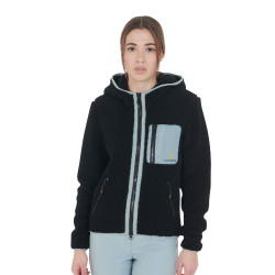 Sweat-shirt femme en polaire avec poche Equestro Noir / brume grise Sweat-shirt femme en polaire avec poche Equestro Noir / brume grise