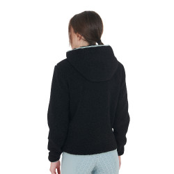 Sweat-shirt femme en polaire avec poche Equestro Noir / brume grise Sweat-shirt femme en polaire avec poche Equestro Noir / brume grise