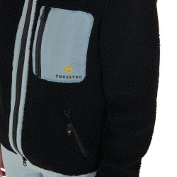 Sweat-shirt femme en polaire avec poche Equestro Noir / brume grise Sweat-shirt femme en polaire avec poche Equestro Noir / brume grise