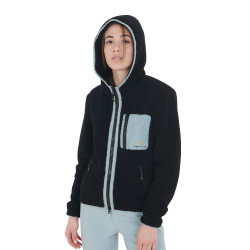 Sweat-shirt femme en polaire avec poche Equestro Noir / brume grise Sweat-shirt femme en polaire avec poche Equestro Noir / brume grise