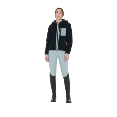 Sweat-shirt femme en polaire avec poche Equestro Noir / brume grise Sweat-shirt femme en polaire avec poche Equestro Noir / brume grise
