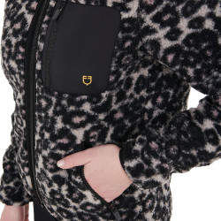 Sweat-shirt femme en polaire avec poche Equestro Encens / léopard Sweat-shirt femme en polaire avec poche Equestro Encens / léopard