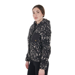 Sweat-shirt femme en polaire avec poche Equestro Encens / léopard Sweat-shirt femme en polaire avec poche Equestro Encens / léopard