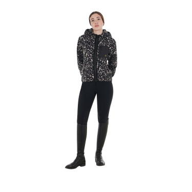 Sweat-shirt femme en polaire avec poche Equestro Encens / léopard Sweat-shirt femme en polaire avec poche Equestro Encens / léopard