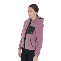 Sweat-shirt femme en polaire avec poche Equestro Rose Sweat-shirt femme en polaire avec poche Equestro Rose