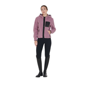 Sweat-shirt femme en polaire avec poche Equestro Rose Sweat-shirt femme en polaire avec poche Equestro Rose