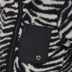 Sweat-shirt femme en polaire avec poche Equestro Murmure blanc / zèbre Sweat-shirt femme en polaire avec poche Equestro Murmure blanc / zèbre