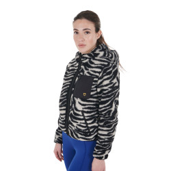 Sweat-shirt femme en polaire avec poche Equestro Murmure blanc / zèbre Sweat-shirt femme en polaire avec poche Equestro Murmure blanc / zèbre