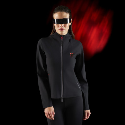 Sweat-shirt technique à capuche femme Equestro Ridertechnology Noir