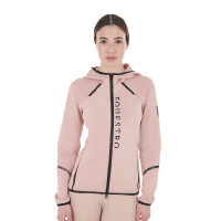 Sweat-shirt technique femme en jersey avec fermeture éclair Equestro Rose cameo Sweat-shirt technique femme en jersey avec fermeture éclair Equestro Rose cameo