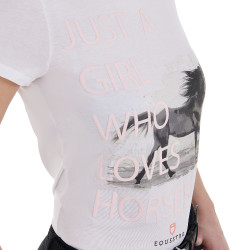 T-shirt en coton Equestro femme Horse Lover Blanc