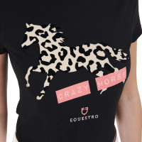 T-shirt en coton femme Crazy Horse Equestro Noir
