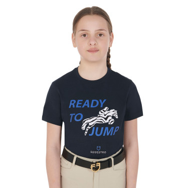 T-shirt Equestro en coton fille Ready To Jump Marine Bleu marine