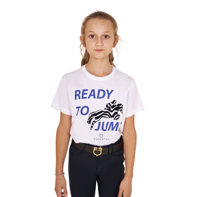 T-shirt Equestro en coton fille Ready To Jump Blanc