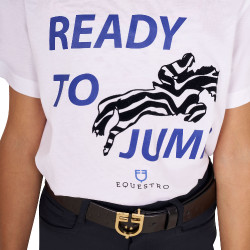 T-shirt Equestro en coton fille Ready To Jump Blanc