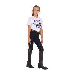 T-shirt Equestro en coton fille Ready To Jump Blanc