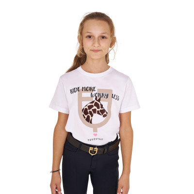 T-shirt Equestro en coton fille Ride More Worry Less Blanc