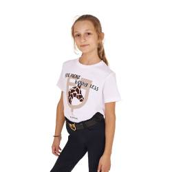 T-shirt Equestro en coton fille Ride More Worry Less Blanc T-shirt Equestro en coton fille Ride More Worry Less Blanc