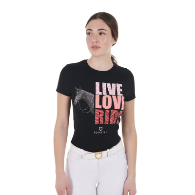 T-shirt Equestro en coton pour femme Live Love Ride